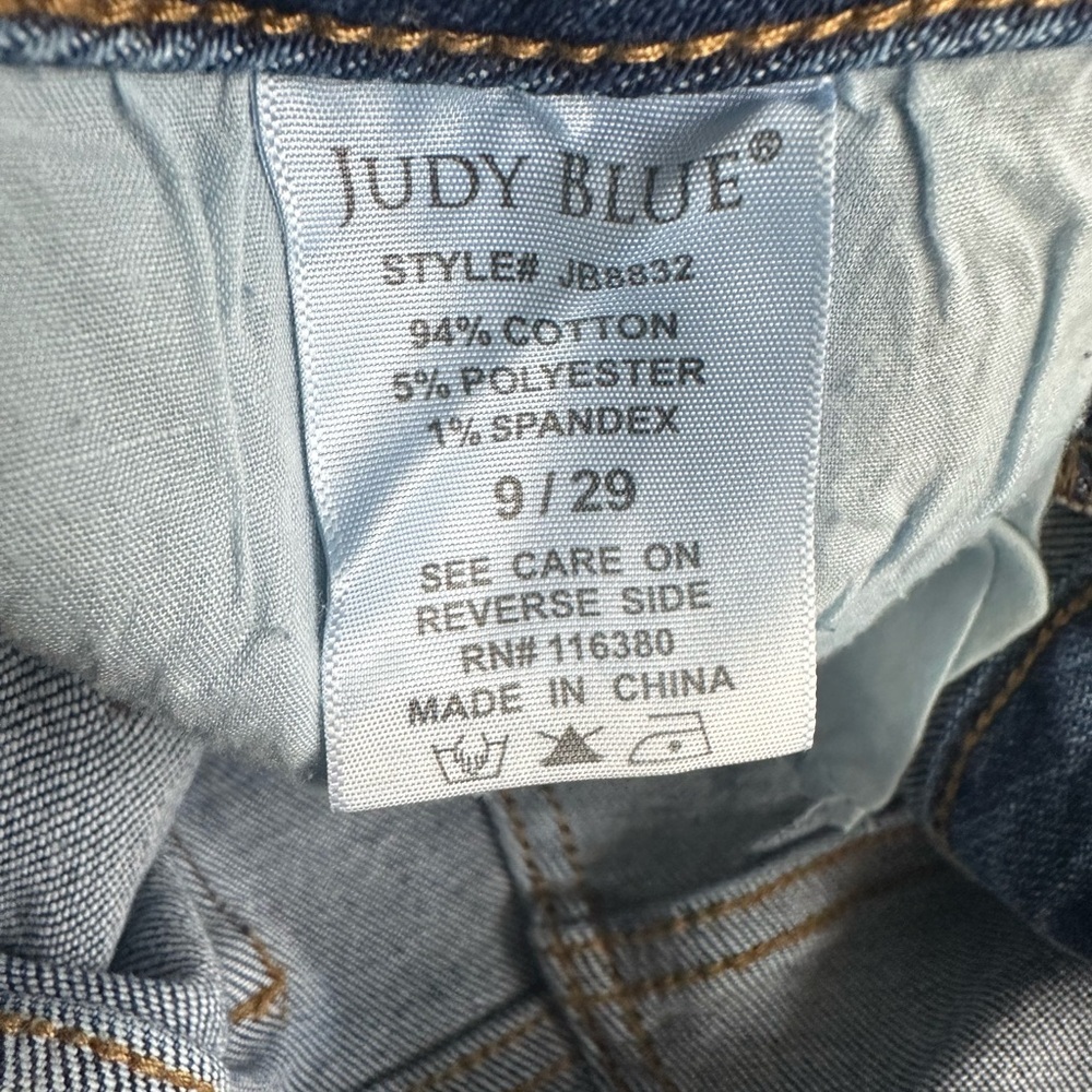 Judy Blue Jeans Womens 9/29 Blue Skinny Blue White Plaid Patch Distressed Denim - Picture 7 of 12